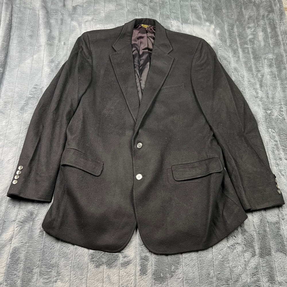 Palm Beach 100% Cashmere Blazer Mens Black Sport Coat Vintage Karolls USA Made
